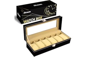 cyctravel Boite a Montre, 6 Grilles Coffret Montre Homme, Avec Oreiller Amovible, Adapté à la Fête des Pères, à l'anniversaire, aux Cadeaux de Noël