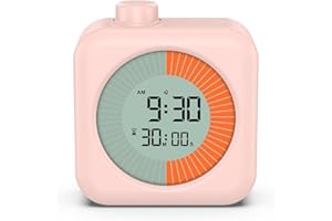 Ankilo Wizualny timer dla dzieci, budzik z timerem 2 w 1, menedżer czasu dla dzieci, odliczanie czasu, budzik do nauki samodyscypliny, wyświetlacz 12/24-godzinny, łącznie z baterią, różowy