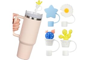 AUAUY 4 szt. słomka pokrowców na kubek Stanley, 10 mm, urocze pokrowce, wielokrotnego użytku, nakładki 10 mm, ochraniacze słomka, akcesoria do kubków Stanley