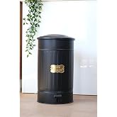 STAINLESS GALVANIZED METAL 30 LITER PEDAL GARBAGE BUCKET (BLACK)