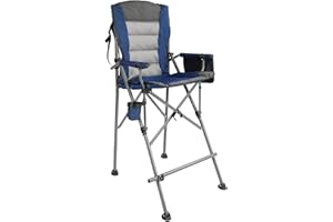 REDCAMP Chaise haute pliante avec repose-pieds, chaise portable pour le camping, la maison, la terrasse, le sport, supporte 136 kg (bleu)