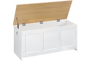 HOOBRO Kisten, sittbänk med förvaringsutrymme, leksakslåda med lock, 100 cm förvaringslåda, låda med säkerhetsgånglås, entré