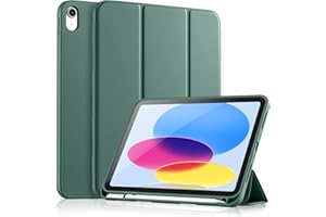 Vobafe Hülle Kompatibel mit iPad A16 11/10 Generation (Modell 2025/2022, 10,9/11 Zoll), Flexible TPU Rückseite, stoßfeste Schutzhülle mit stifthalter, Auto Schlafen/Wachen, Kiefern Grün