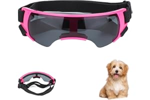 WEEVDRIE Dog Goggles,Dog Sunglasses,Sunglasses for Small and Medium Dogs,Eye Protection Puppy Glasses,Anti-UV Dog Sunglasses,Waterproof Windproof Pet Goggles,for Driving/Outdoor Activities(Pink)