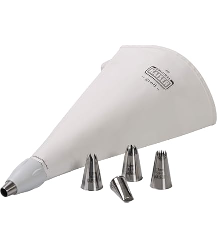 Set Sac A Poche Professionale Per Dolci - 34cm Con 4 Beccucci Acciaio Inox 12mm, Per Torte E Decorazioni