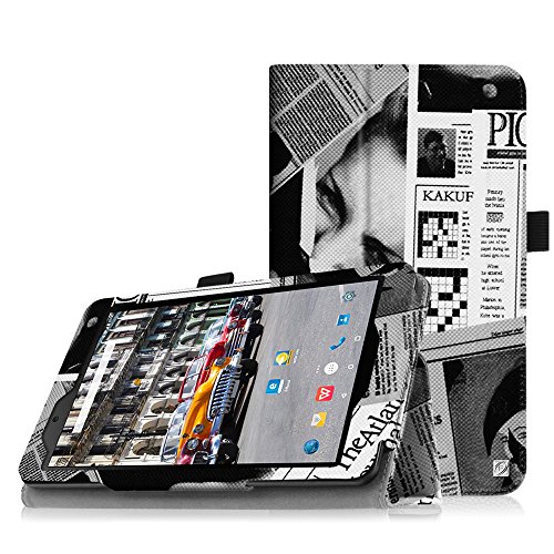 Fintie Odys Syno 8 Hülle Case - Slim Fit Folio Kunstleder Schutzhülle Cover Tasche mit Ständerfunktion und Stylus-Halterung für Odys Syno 20,3 cm (8 Zoll) Tablet-PC, Zeitung