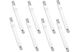 NUWIQ Betttuchspanner, Verstellbare Bettlakenspanner, Lakenspanner mit Metallklammern, für Laken, Matratzen oder Sofas, Weiß, 8 Stück