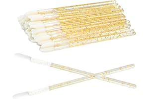 Vlasy Lip Brush,Lip Wands,Makeup Applicators 50PCs Lip Gloss Concealer Brushes Application Tool（Golden)