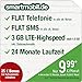 Produktbild smartmobil.de LTE Starter [SIM, Micro-SIM und Nano-SIM] 24 Monate Laufzeit (3 GB LTE-Internet mit max 50 Mbit/s inkl. Datenautomatik, Telefonie-Flat, SMS-Flat, 9,99 Euro/Monat in den ersten 12 Monaten, danach 14,99/Monat) O2-Netz