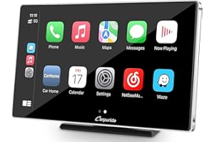 Carpuride 2023 Neuester Portable 9 Zoll IPS Touchscreen Monitor mit drahtlosem Carplay Android Auto Car Multimedia Player, mit Bluetooth 5.0/FM/GPS/Mic/Mirror Link/Siri/Google für alle Autotypen
