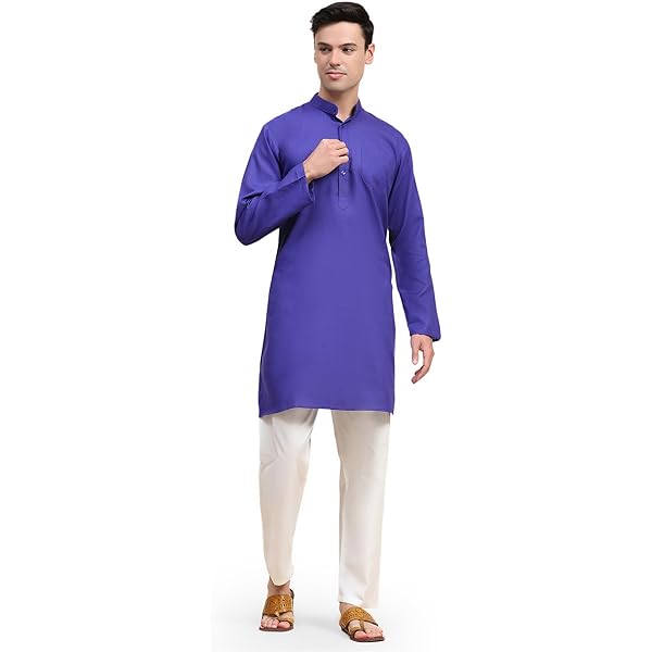 Indische Herren Kurta Pyjama Set - Baumwolle Traditionelles Outfit Für Festtage