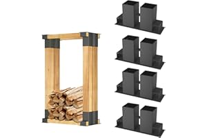 NAIZY Holzstapelhilfe Stabile Stapelhilfe für Brennholz 4er Set Holzstapelhalter für Kaminholz Kaminholzregal Brennholzregal Gestell Holz für Innen und Außen, Schwarz