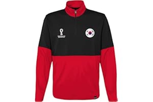Outerstuff Męski sweter FIFA World Cup Country 1/4 z zamkiem błyskawicznym, czarno-czerwony, M, czarno-czerwony, M