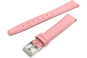 WatchWatchWatch Pink Smooth Stitched Ladies' Leather Watch Strap 12mm with Silver Buckle C088