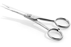 OTTO HERDER MANICURE OTTO HERDER® Forbici da barba da uomo, 13 cm, in custodia in pelle in acciaio inox opaco con micro dentatura unilaterale e forbici rotabili per tagliare la barba