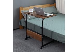 Emall Life Tabletttisch, verstellbarer Sofa/Bett Beistelltisch, tragbarer Schreibtisch mit Rollen, Überbetttisch, Laptopwagen mit Halterschlitz (Eiche, 80 x 40 cm)