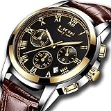 Luxus Business Quarz Uhr mit Chronograph Herren Sport Uhren wasserdicht Armbanduhr Leder Band Fashion Casual Herren Armbanduhr Analog