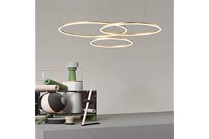 FUMIMID Lampadario Sospensione LED Lampada Soggiorno Lampadario Dimmerabile con Telecomando Lampade Sospensione Moderne Tavolo Pranzo Soffitto Luminoso Acrilico Rotondo in Alluminio,d'oro,3laps40+60+80cm