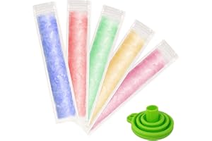150PCS Disposable Ice Popsicle Mold Bags with Funnel, LIUCONGBD Ice Pop Moulds with Zip Seals, Freezer Tubes for Healthy Snacks Yogurt Sticks Juice Ice Candy Pops (5.5x28cm)