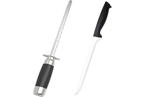 MARVOREM Coltello prosciutto professionale e chaira affilare coltelli set 2 in 1 set di coltello per prosciutto e chaira