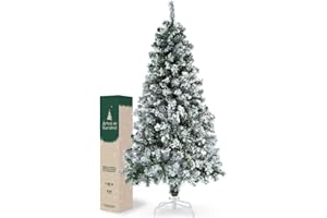 Nakloe - Arbol de Navidad nevado - (150cm) - Árbol de Navidad Plegable - Nieve Artificial Realista (150cm)