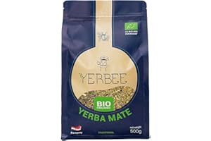 YERBEE Yerba Maté Thé Bio (500 g) Paraguay | Mûrie, Séchée à l'air, Sans fumée, Faible en poussière | Yerba Maté Paraguayenne Bio Premium avec des Feuilles Fines