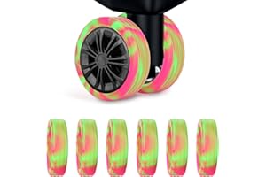 LASUROA 8pcs Luggage Wheel Covers, Portable Silicone Wheel Protector Sleeve for Travel Bag Noise-Proof Luggage Spinner Wheel Protection Covers for Most 8 Caster Luggage (Rose Red + Green)