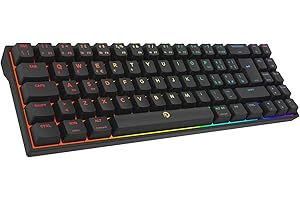 DREVO Calibur V2 PRO Tastiera Meccanica da Gaming Wireless Bluetooth 5.1 con Cavo USB Tipo-C Rimovibile, Compatibile con PC/Mac, Compatta 72 Tasti Layout Italiano(Outemu Rosso，Nero)