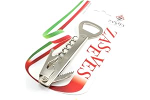 ZASEVES Cavatappi da cameriere in acciaio professionale, cavatappi apribottiglie vino spumante, cavatappi da sommelier tagliacapsule in acciaio inossidabile, apribottiglia di qualità per camerieri e baristi