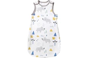 MOSEBEARS Baby Sleeping Bag for Summer Spring, Animal Cartoon Washable Blanket 1.0 Tog for Baby, Sleeveless Sleeping Bag (Rhinoceros, 6-12 Months)