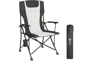 Homecall - Silla de camping plegable acolchada con respaldo alto (negro/blanco)