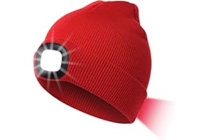 INHDBOX LED Mütze Kappe, Strickmütze mit USB Nachladbare Licht, Beleuchtung und blinkende Warnungs-Arten 8 LED, einfache Installation Vorne Hinten Scheinwerfer-Mütze, Unisex-Winterwärmer-Strickkappe