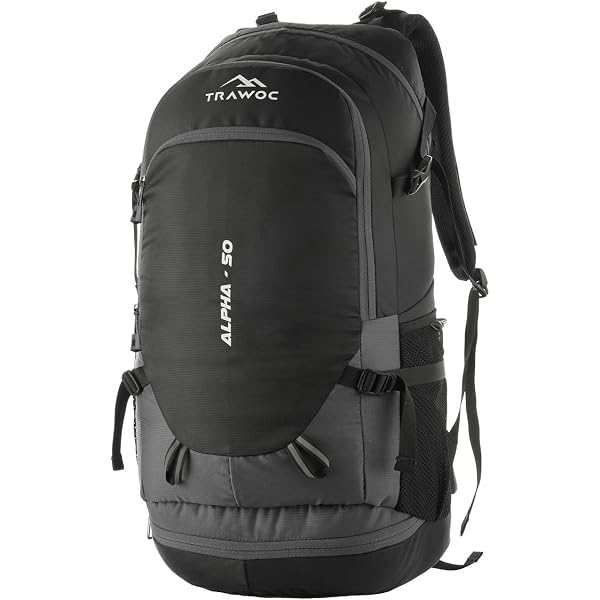 TRAWOC FALCON 40 Litre Travel Backpack Laptop Backpack for Men and Women, Casual Daypack with Rain Cover Hiking, Trekking, Travelling Bag Black, LHK005