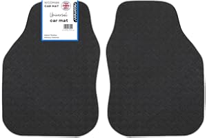 Nicoman Universal Black Car Mats with Anti-Slip, Heavy Duty Performance All Weather Protection, Trim to Fit Rubber Floor Mat Carpet for SUV, Vans, Sedans, Trucks Waterproof, Made in UK (Front set)