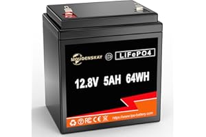 ‎MOUDENSKAY MOUDENSKAY 12V 5Ah LiFePO4 Akku Lithiumbatterie 12V Lithium-Batterie, Lithium-Eisen-Phosphat-Batterie,mit über 2500+Mal Tiefzyklus und BMS Schutz für Notstrombeleuchtung