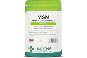 Lindens MSM 1000mg - 360 Vegan Tablets - 1-A-Day - UK Made - Rich in Sulphur, Joint Support, Tissue, Enzyme, Compound Support | Natural Sulfur | (Methylsulfonylmethane) | (12+ Months Supply)