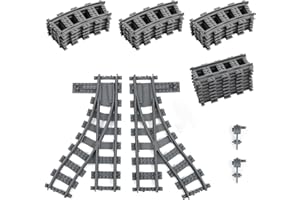Etarnfly 28PCS City Train Tracks, Classic Train Tracks Accessories, Railroad Building Toy Compatible with All Major Brand - 18 Curved, 8 Straight, 1 Right Turnout, 1 Left Turnout