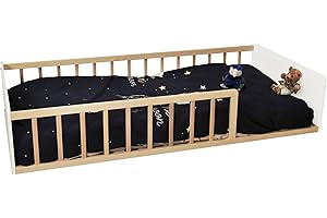 WEBER INDUSTRIES Lit 90x190 Pilou avec sommier, Blanc et Bois