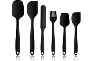 NoChoX 6 Pezzi Spatole in Silicone, Resistente al Calore 500 °F, Spatola da Cucina Utensili con Anima in Acciaio, Senza BPA, Antiaderente, Spatula Silicone per Mescolare, Cuocere e Cucinare, Nero