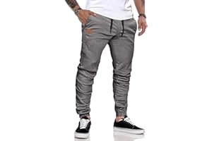 JMIERR Herren Hose Chino Cargo Hose Jogginghose Herren Baumwolle Sporthose Casual Freizeithose Elastische Taille mit Kordelzug Sweatpants Herren mit Taschen