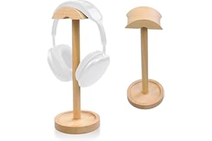 AIVORO Support Casque en Bambou, Support Casque Gamer, Support Casque Bois avec Base Lourde, Support Porte Casque de Jeu pour Toutes Les Tailles de Casque, Durable Porte Casque Bureau
