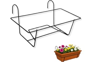 TECHZOCO Soporte Metal para Jardinera de Balcón, Soporte de maceteros y Plantas, Jardinera para barandilla, Colgante de balcón, Metálico, Color Negro, Apto para Jardineras de 60 cm de Largo