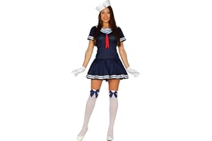 FIESTAS GUIRCA | Disfraz de Marinera Adulto - Vestido y Gorro - Disfraces de Militares, Pilotos y Años '40 para Halloween, Carnaval y Fiestas - Ideal para Mujer