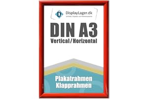 DisplayLager - A3 Rot Klapprahmen mit 25mm Aluminium Profil, Entspiegelter Schutzscheibe, Befestigungsmaterial