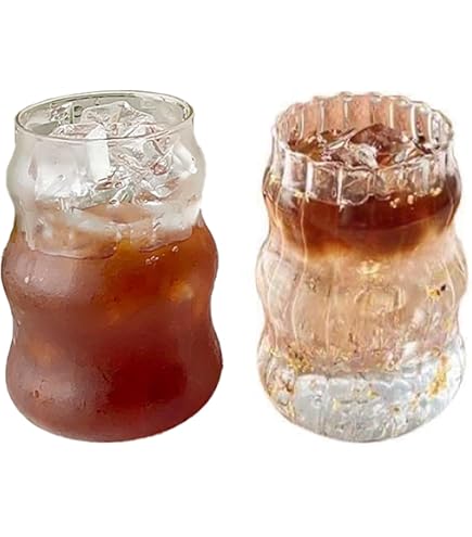 Set 4 Bicchieri A Bolle In Vetro Con Cannucce - Design Ondulato Vintage, 350ml, Con Spazzola Di Pulizia - Foto 2