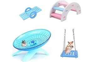 LOOPUNK Juego de 4 Disco De Correr para HáMsters Y Ratones, HáMster con Ruedas Y Puente ArcoíRis Y Columpio de Escalada Y Juego para Animales PequeñOs Que Rompen El Aburrimiento