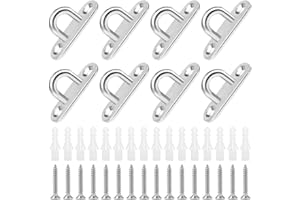 Towviy 8 Pezzi Gancio per Soffitto, 8 Pezzi di Piastra a Occhiello + 16 Viti + 16 Tappi di Gomma Gancio per Soffitto in Acciaio per Yoga, Amaca, Sacco da Boxe, Parasole