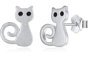 ChicSilver Boucles d'oreilles Animaux Argent,Clou Puces doreilles Chat/Cerf/Chien/Hérisson/Souris Bijoux Boucle d’oreille Mignon Hypoallergénique pour Enfant Fille Femme (Boîte Cadeau)