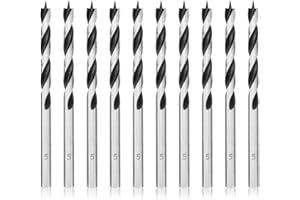 Meccion Wood Drill Bits 5mm 10Pcs Brad Point Auger Drill Bit Professional Woodworking Lip and Spur Drill Bit for Wood