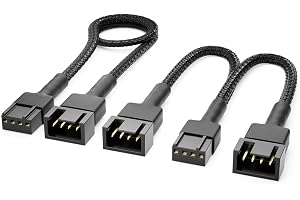 deleyCON PWM Fläkt Y-Kabel 15cm + PWM Fläkt Förlängningskabel 30cm i ett Set - Fläktkontroll och Förlängningskabel - Nylonkab